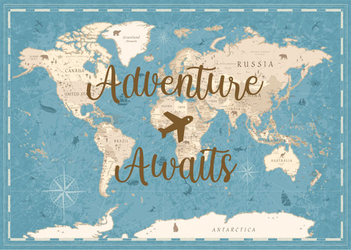 BELECO 6x4ft Fabric Adventure Awaits World Map Backdrop Let The Adventure Begin Travel Themed Party Decorations Background World Map Baby Shower Dessert Table Decor Banner Photobooth Studio Prop