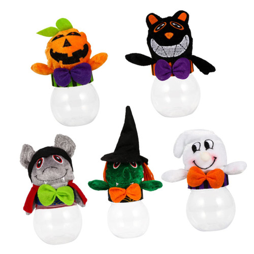 BESTOYARD 5pcs Plastic Candy Jar Storage Box Plastic Food Containers Pumpkin Candy Container Halloween Cookie Jar Halloween Candy Bags Party Favors Holder Mini Gift The Witch Candy Stand