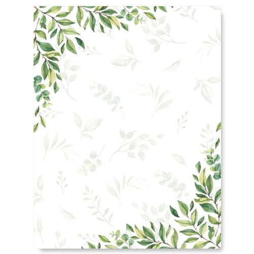 AnyDesign Leaf Theme Paper Stationery 50 Pack Greenery Letterhead Paper Green Leaves Letter Paper Writing Paper Notes Greeting Paper for Wedding Invitation Office Printing Supplies, 8.5 x 11 Inch