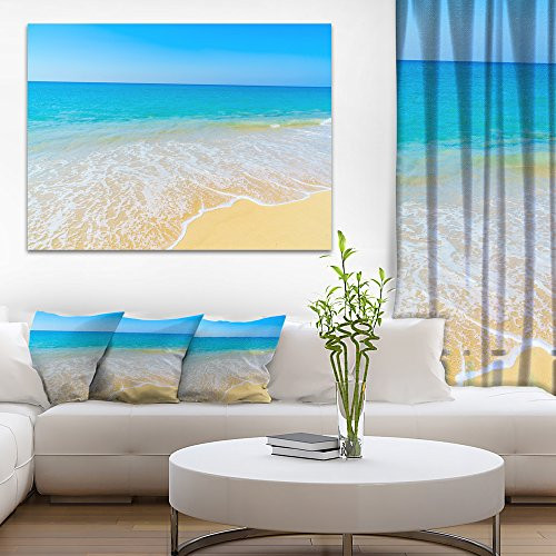 Designart Calm Blue Sea Waves Seascape Photo Canvas Print, 20" x 12", Blue