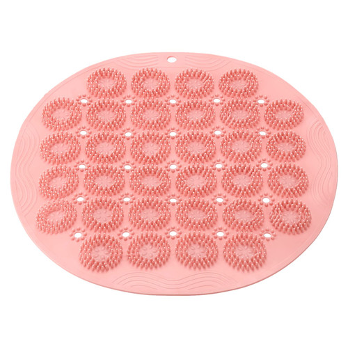 uxcell Bath Tub Shower Mat, 11.8" x 11.8" PVC Non-Slip Round Shape Shower Mat with Drain Holes, Suction Cups for Bathroom Bathtub, Pink