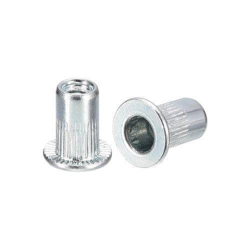 uxcell M3 Rivet Nuts, 120pcs Zinc Plated Carbon Steel Knurled Flat Head Threaded Insert Nuts for Metal, Plastic