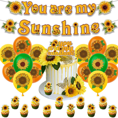 Birthday Party Supplies for Sunflower, Sunflower Party Decorations Include Happy Birthday Banner, Cake Topper, Cupcake Toppers, Latex Balloons. Birthday Party Supplies for Sunflower, Sunflower Party Decorations Include Happy Birthday Banner, Cake Topper, Cupcake Toppers, Latex Balloons.