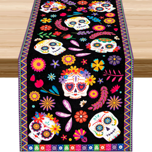 Dia De Los Muertos/Day of The Dead Decorations for Alter Table Runner Mexican Ofrenda Party Decor