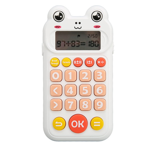 Kids Calculator, Basic Four Function Calculator with Math Test and Math Game, Big Button, Battery Powered, LCD Display, for School (White)