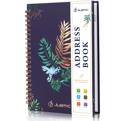 JUBTIC Hardcover Address Book with Alphabetical Tabs, Spiral Bound Address Book with Refillable Pages Medium Telephone book incl. Address, Password, Contact, Tel, Email, Important Date for Home Office JUBTIC Hardcover Address Book with Alphabetical Tabs, Spiral Bound Address Book with Refillable Pages Medium Telephone book incl. Address, Password, Contact, Tel, Email, Important Date for Home Office