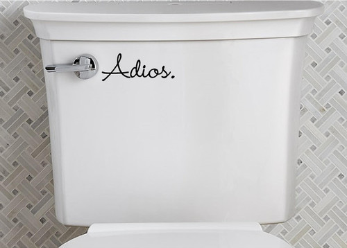 Bathroom Toilet Sticker Decal - Adios Flush Toilet - Funny Fun Home Decor