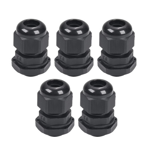 Bettomshin 5Pcs Waterproof PG9 Cable Gland Plastic Cable Glands Joints Adjustable Connector Black for 2-6mm Dia Cable