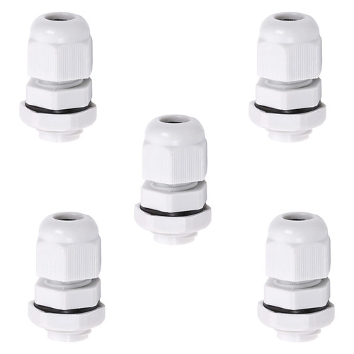 Bettomshin 5Pcs M12 Cable Gland Plastic Waterproof Cable Glands Joints Adjustable Connector White for 2-5mm Dia Cable