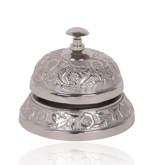 AHC HOME & LIVING Calling Bells, Service Bell for Calling Customer Service, Metal Desk Bell for Service, Dinner Bell for Inside, Ring Bell for Sign (Silver)