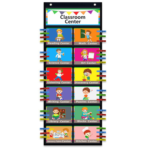 Classroom Management Pocket Chart,Classroom Course Tracking Pocket Charts with Clip