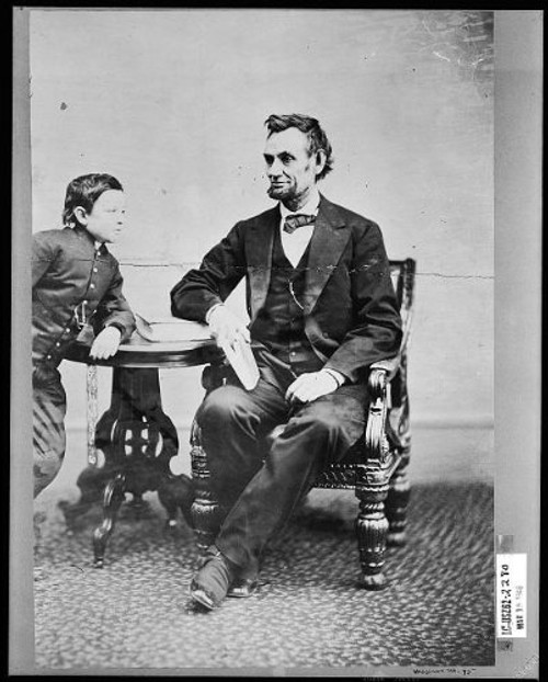 HistoricalFindings Photo: President Abraham Lincoln,Book,Son Tad,Thomas,Lean,Table,Alexander Gardner,1865