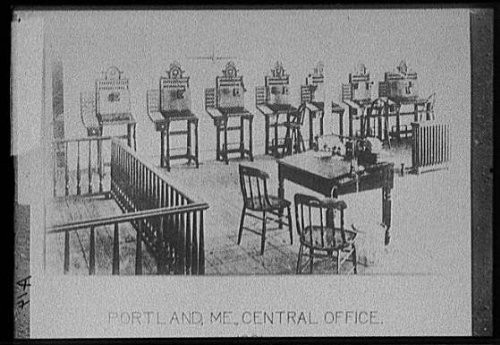 HistoricalFindings Photo: Central Office,desks,Portland,Maine,ME,Detroit Publishing Company,Co,1910