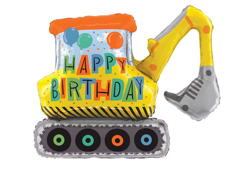 Happy Birthday Construction Excavator Jumbo 31" Foil Party Balloon Happy Birthday Construction Excavator Jumbo 31" Foil Party Balloon