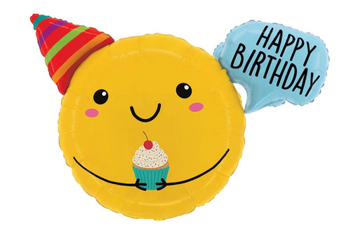 Adorable Smiley Face Message Bubble Jumbo 31" Foil Party Balloon (Happy Birthday)