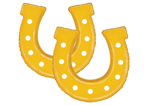 Set of 2 Golden Horseshoe Jumbo 38" Foil Party Balloons Set of 2 Golden Horseshoe Jumbo 38" Foil Party Balloons