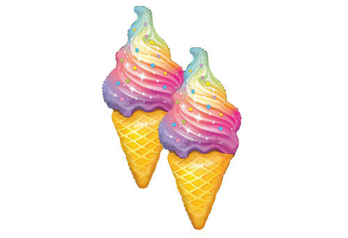 Set of 2 Rainbow Swirl Ice Cream Jumbo 45" Foil Party Balloons Set of 2 Rainbow Swirl Ice Cream Jumbo 45" Foil Party Balloons
