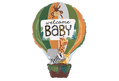 Welcome Baby Jungle Animals Jumbo 30" Foil Party Balloon Welcome Baby Jungle Animals Jumbo 30" Foil Party Balloon