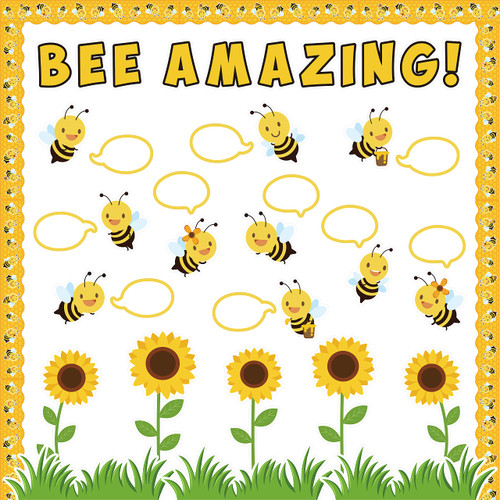 147Pcs Summer Bee Bulletin Board Cutouts Summer Sunflower Bee Amazing Theme Accents Name Tags Classroom Decoration for Teacher Student Back to School Chalkboard Wall Party Decor Kids Birthday Supplies