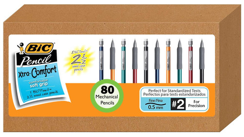 BIC Mechanical Pencils Xtra Comfort - With Erasers - Fine Point 0.5mm -80 Count Pack - Assorted Colors - Bulk Mechanical Pencils for School or Office Supplies