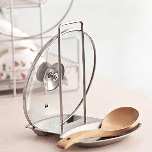 ECHI 2 in 1 Progressive Lid and Spoon Rest,Multifunctional Lid and Spoon Holder, Food-Grade Thick Stainless Steel