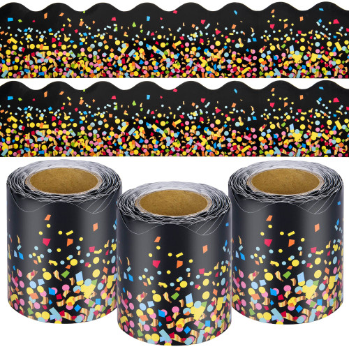 99 Feet Confetti Bulletin Board Borders 3 Rolls Confetti Scalloped Border Trims Decorative Classroom Bulletin Board Rolled Trim Back to School Decoration for Home Classroom School Office Decoration
