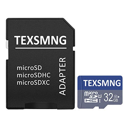 Micro SD Card 32GB, TEXSMNG Micro SDHC Class 10 UHS-I High Speed Memory Card for Phone,Tablet and PCs - with Adapter (Blue)