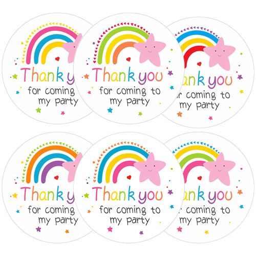 Anwyll Thank You Party Favor Stickers,120 Pcs 2 Inch Rainbow Thank You for Coming Stickers, Cute Thank You Sticker Labels for Kids Children,Round Stickers for Envelope Seals,Gift Wrapping,Birthday