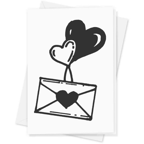 Large (A4) 'Hearts & Letter' Blank Greeting Card (GC00046563)