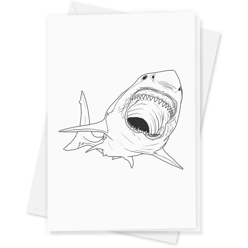 Large (A4) 'Great White Shark Bite' Blank Greeting Card (GC00048486)