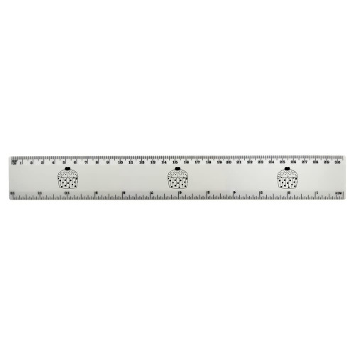 Azeeda 'Cupcake' 30cm (12 Inch) White Plastic Ruler (RL00068088)
