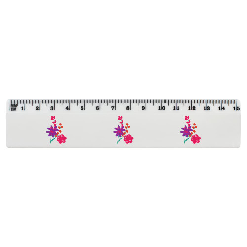 Azeeda 'Bouquet of Summer Flowers.' 15cm (6 Inch) White Plastic Ruler (RL00069965)