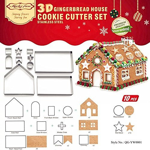 DIY 3D Gingerbread House Cookie Cutter Bake Set - Christmas/Holiday Cookie Cutter Set (Gingerbread House) DIY 3D Gingerbread House Cookie Cutter Bake Set - Christmas/Holiday Cookie Cutter Set (Gingerbread House)