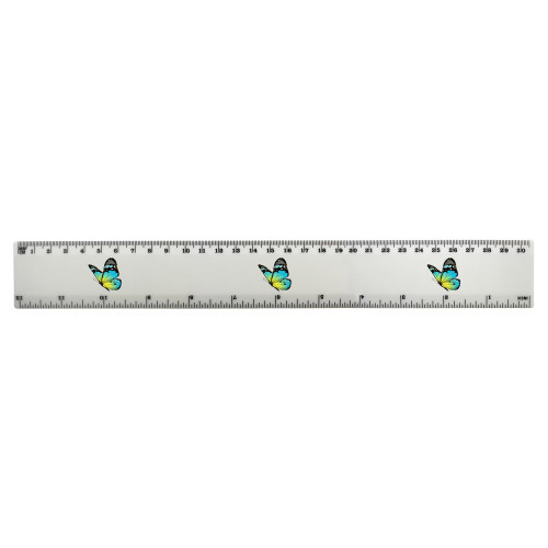 Azeeda 'Butterfly Flying' 30cm (12 Inch) White Plastic Ruler (RL00070286)