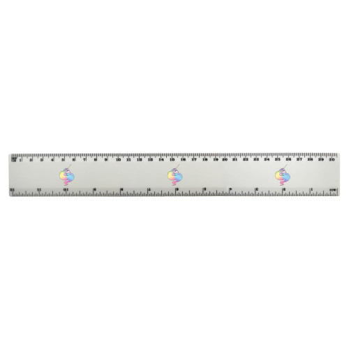 Azeeda 'Rainbow Unicorn Head' 30cm (12 Inch) White Plastic Ruler (RL00071546)