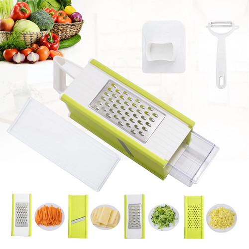 Supernal Box Grater Handle,Cheese Graters,Vegetables Slicer,Food Chopper,Graters for Kitchen,Safe Stainless Steel 4 Sided,Vegetables 5 in 1 Storage Container
