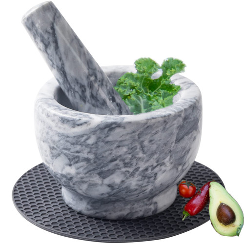 Nbguigdstr Marble Mortar and Pestle Set - 5.1" Guacamole Bowl Molcajete-Pestle and Mortar Bowl-Stone Herb Bowl Grinder-Spices, Vegetables, Beans, Pill Crusher-Natural Marble Pale Grey Nbguigdstr Marble Mortar and Pestle Set - 5.1" Guacamole Bowl Molcajete-Pestle and Mortar Bowl-Stone Herb Bowl Grinder-Spices, Vegetables, Beans, Pill Crusher-Natural Marble Pale Grey