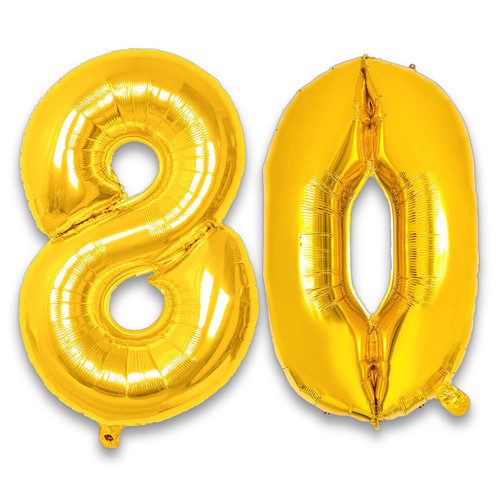 80 Number Balloon 42 Inch Gold Jumbo Foil Helium Balloons for 80 Birthday Party Decorations 80th Anniversary Event Supplies (Gold)