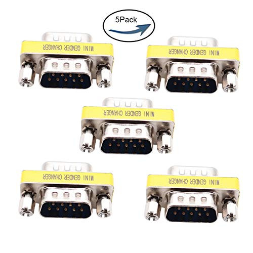 5pcs Lime2018 9 Pin Serial RS-232 DB9 Female to Female Serial Cable Gender Changer Coupler Adapter (Male to Male)