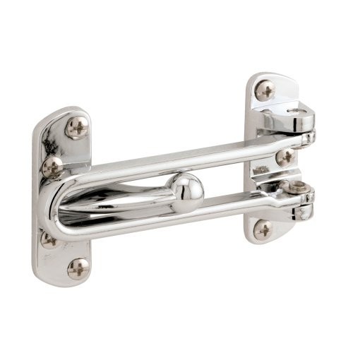 Defender Security U 9900 Swing Bar Lock for Hinged Swing-In Doors  Secondary Security Lock for Door and Home Security, 3-7/8 Bar Length, Diecast Zinc Construction with a Chrome Finish