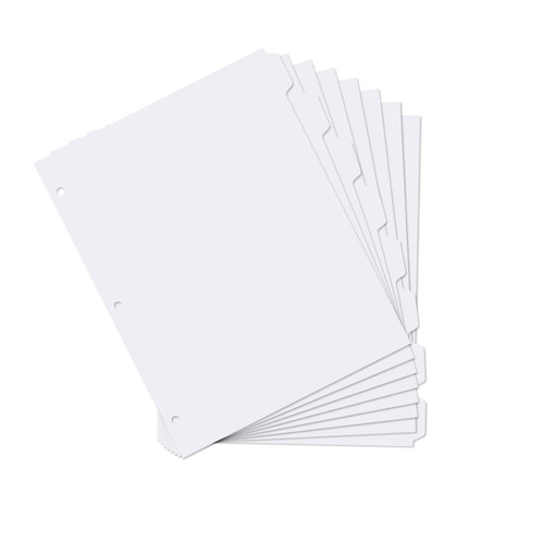 suituts 12 Pack 3 Ring Binder Dividers with 8 Tabs, Blank Write On Binder Dividers, 3 Hole Punch Index Dividers, Notebook Binder Dividers, 96 Dividers, Letter Size (White)