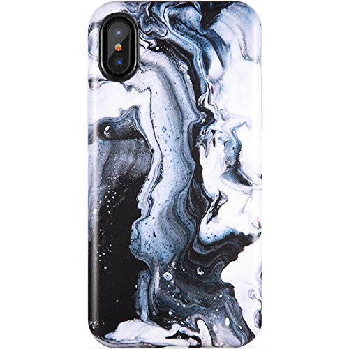 iPhone X Case,iPhone Xs Case, Opal Marble Black White,ZADORN Slim Fit Cute for Women Girls Clear Bumper Soft Silicone TPU Thin Cover Best Protective Phone Case for iPhone X/iPhone Xs[5.8"]