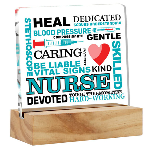 Inspirational Nurse Appreciation Gift for Birthday Retirement, RN Nurse Desk Decor Nursing Acrylic Desk Plaque Sign with Wood Stand Home Office Desk Sign Keepsake Inspirational Nurse Appreciation Gift for Birthday Retirement, RN Nurse Desk Decor Nursing Acrylic Desk Plaque Sign with Wood Stand Home Office Desk Sign Keepsake