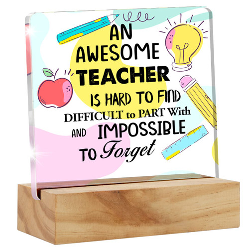 Teacher Appreciation Gifts an Awesome Teacher is Hard to Find Desk Decor Best Teacher Acrylic Desk Plaque Sign with Wood Stand Home Office Desk Sign Keepsake Teacher Appreciation Gifts an Awesome Teacher is Hard to Find Desk Decor Best Teacher Acrylic Desk Plaque Sign with Wood Stand Home Office Desk Sign Keepsake