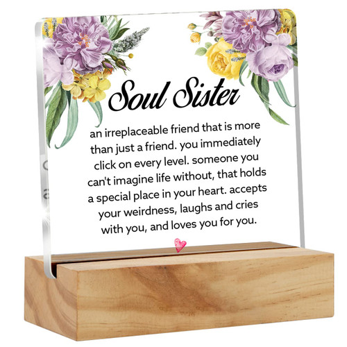 Soul Sister Gifts Soul Sister an Irreplaceable Friend Desk Decor Acrylic Desk Plaque Sign with Wood Stand Home Office Desk Sign Keepsake Soul Sister Gifts Soul Sister an Irreplaceable Friend Desk Decor Acrylic Desk Plaque Sign with Wood Stand Home Office Desk Sign Keepsake