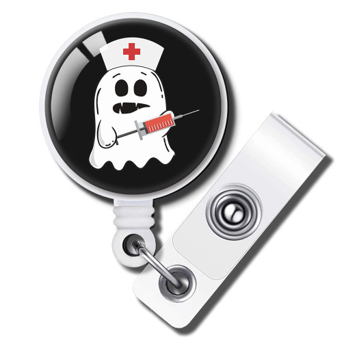 TOUNER Halloween Nurse Retractable ID Badge Holder Badge Reels with Clip Name Card Holders for Office Worker Doctor Nurse Volunteer Teacher Student Lab Technician Fireman (Gift Box Packaging)