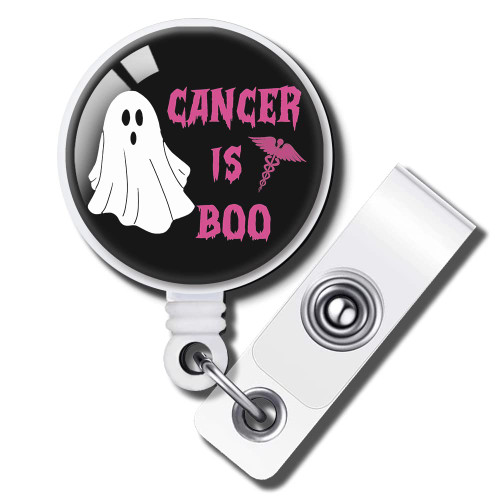 TOUNER Cancer is Boo Retractable ID Badge Holder Badge Reels with Clip Name Card Holders for Office Worker Doctor Nurse Volunteer Teacher Student Lab Technician Fireman (Gift Box Packaging)