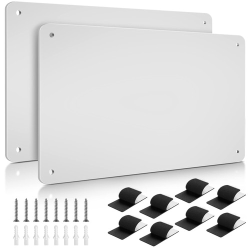15.8"*11.8" Metal Magnet Bulletin Board,for Magnets and Bulletin Board,Display Magnetic Notes, Poetry, Photos, Refrigerator, Cabinet,Spice Jars etc,with Dual Lock Tape (White, 2 Pack)