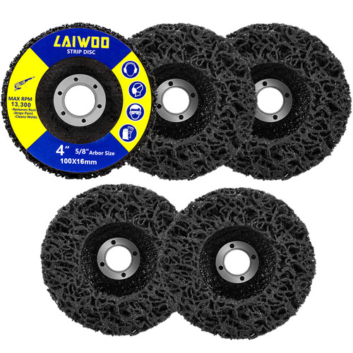 LAIWOO Strip Discs Stripping Wheel for Angle Grinder Rust Remover Wheel, Paint Stripping Disc, Clean and Remove Paint, Paint and Rust Stripper (4'' x 5/8'' 5 Pack)