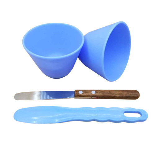 BONEW 2PCS Flexible Rubber Mixing Bowl +2 Spatulas Dental PVC Rubber Mixing Bowl for Alginate and Plaster Materials